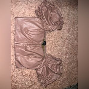 Womens pleather crop top. Never worn